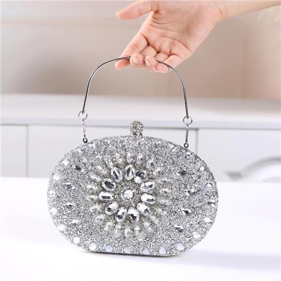 Women Rhinestone Clutch Evening Bag Sparkly Crystal Handbag Luxury Party Purse - Picture 6 of 8